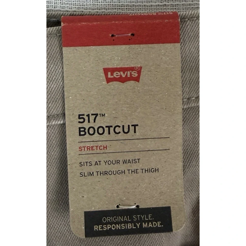 New Levi's 517 Men's Bootcut Tan Jeans Sz 40x32 Stretch Desert Beige‎ $69 MSRP